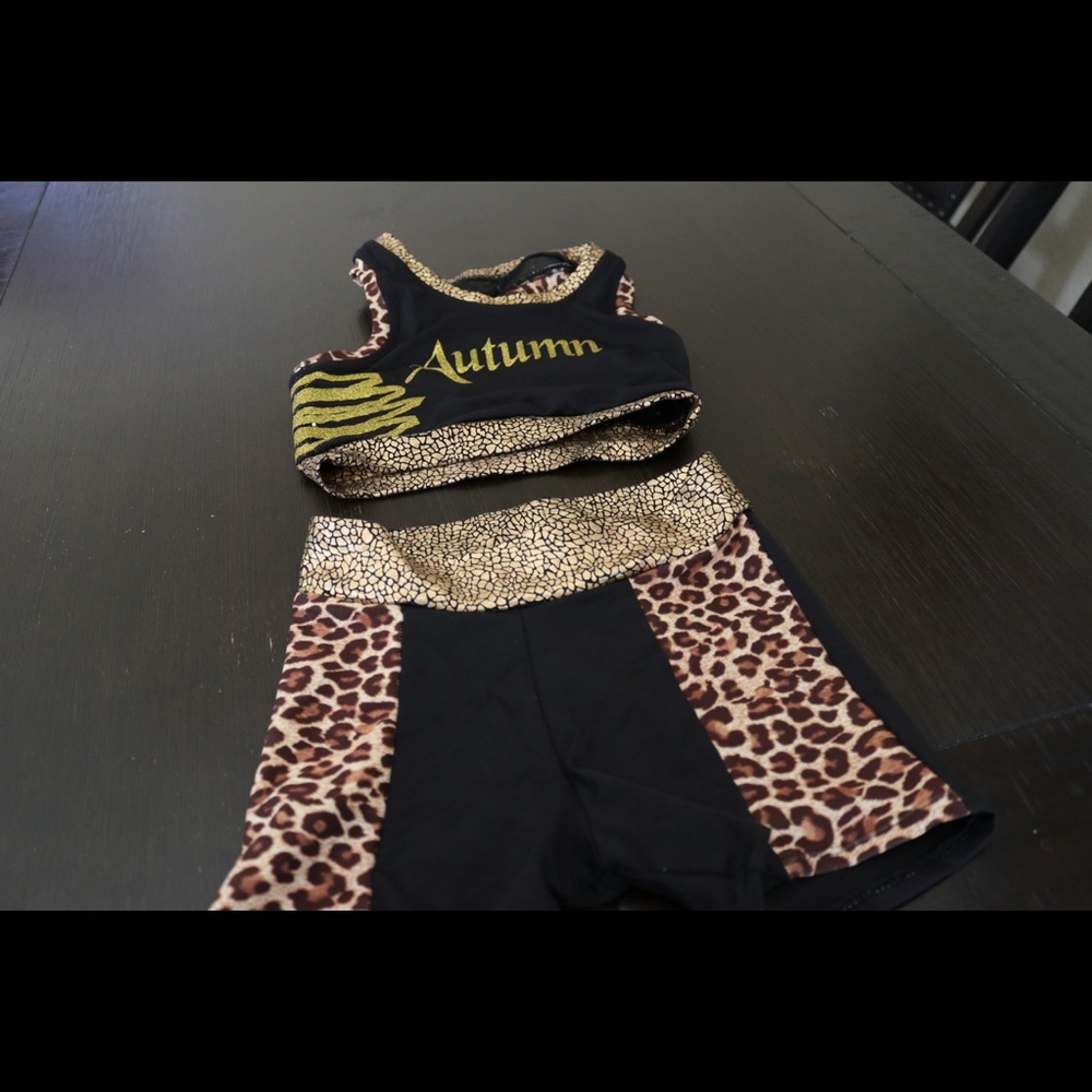 Custom Lexi leopard claw sports bra and shorts